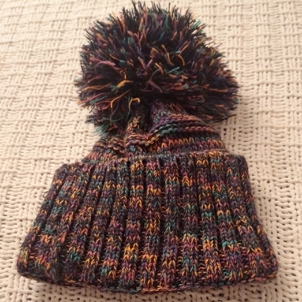 C.C Colorful Knit Beanie with Pom-Pom for Kids - Picture 2 of 5